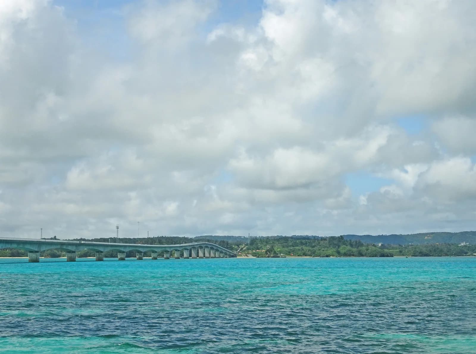 Kouri Bridge and the sea viewed from Kouri Beach