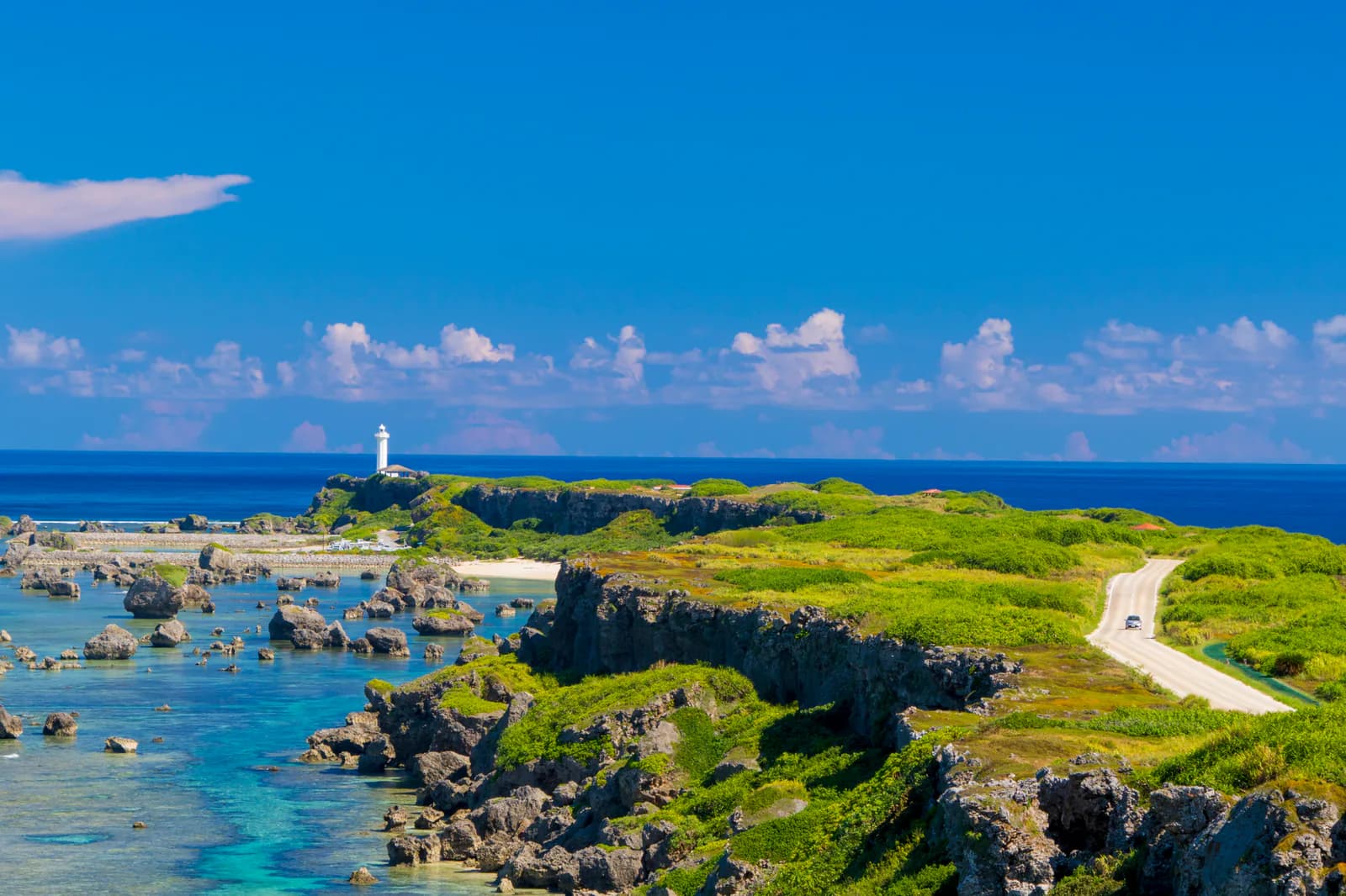 Cape Higashi-Hennazaki, its lighthouse and the surrounding sea
