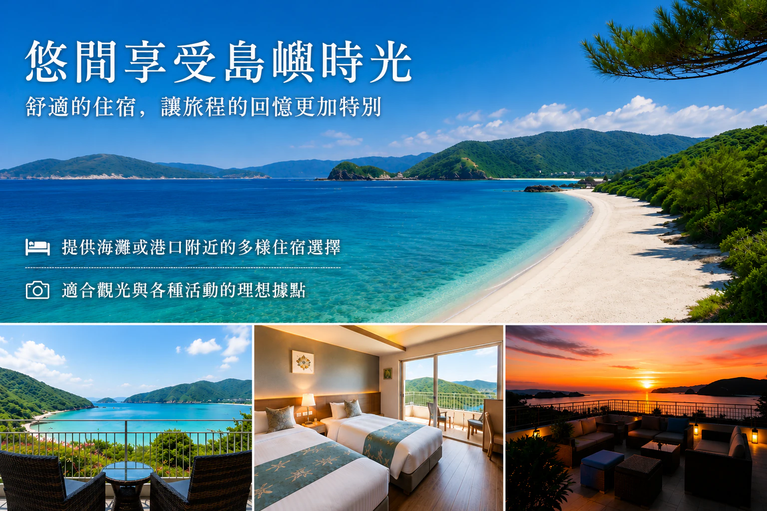 結合離島海灘、客房與海景露台的住宿介紹圖片